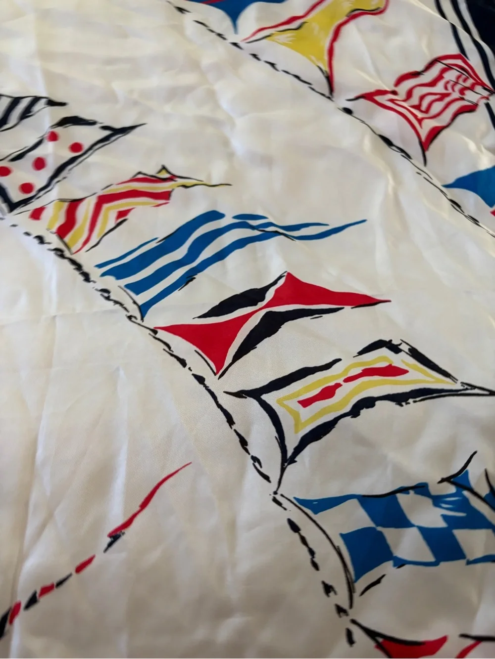Nautical Print silk scarf Ralph Lauren  - Navy, White, Red flags boat
